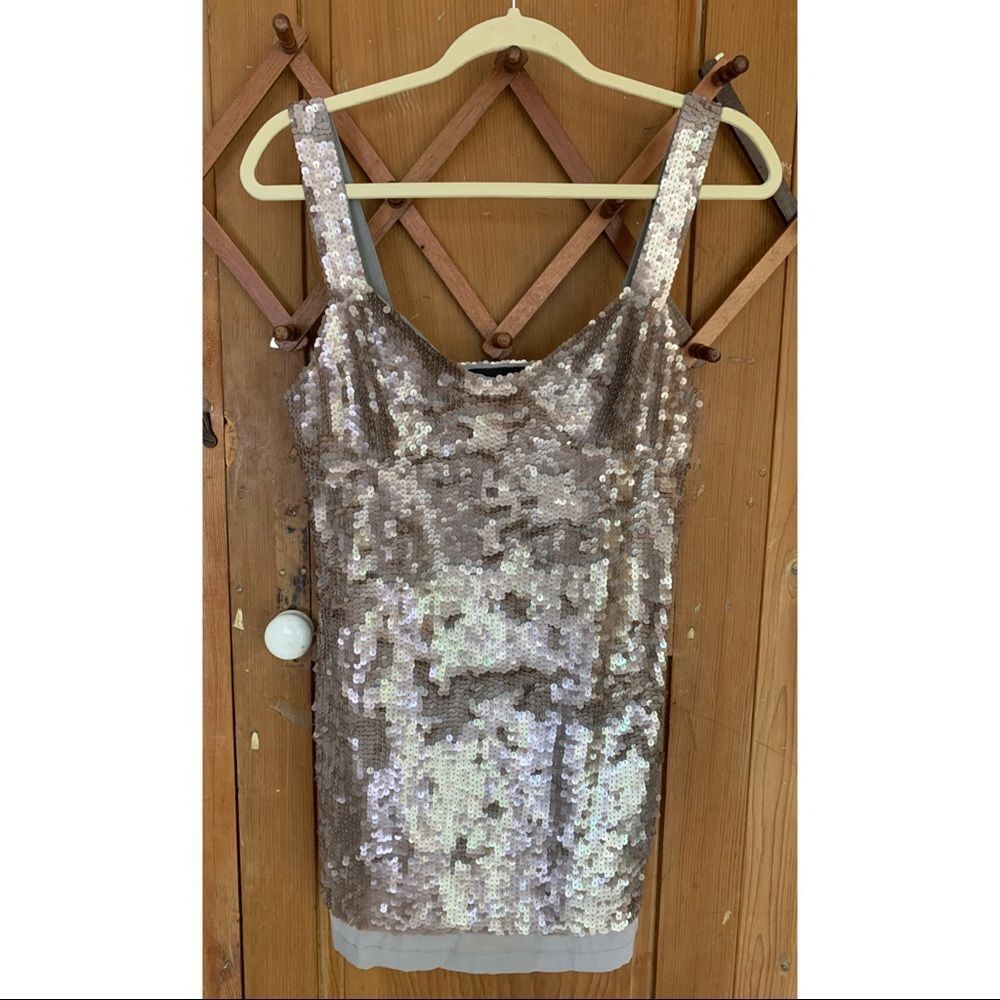 Shakuhachi gray sequin sleeveless mini dress